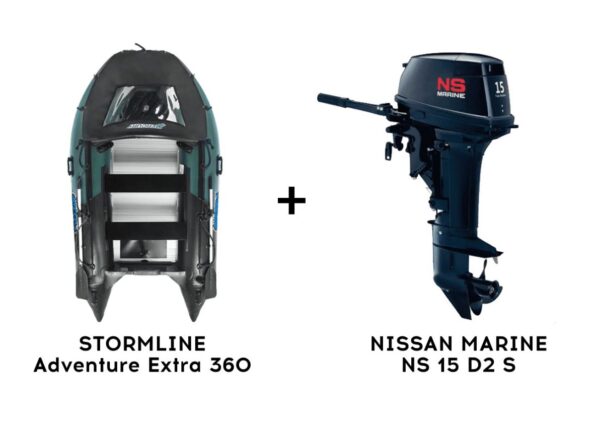 Лодка ПВХ STORMLINE Adventure Extra 360 + 2х-тактный лодочный мотор NISSAN MARINE NS 15 D2 S