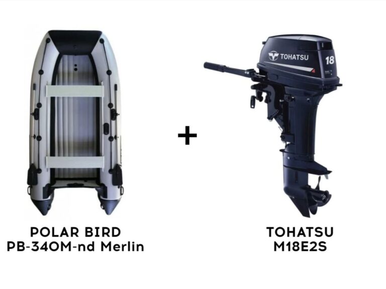 Лодка ПВХ POLAR BIRD PB-340M-nd Merlin (Кречет) + 2х-тактный лодочный мотор TOHATSU M18E2S