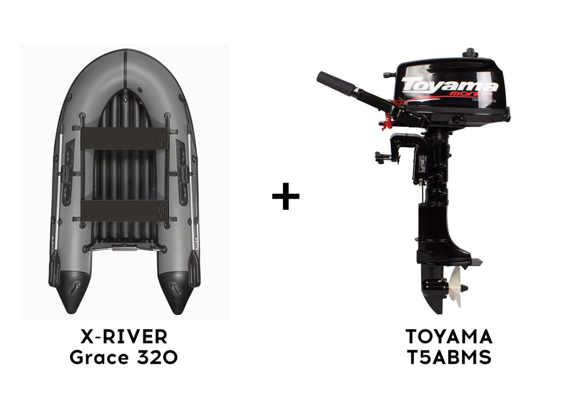 Лодка ПВХ X-RIVER Grace 320 + 2х-тактный лодочный мотор TOYAMA T5ABMS Лодка ПВХ X-RIVER Grace 320 + 2х-тактный лодочный мотор TOYAMA T5ABMS