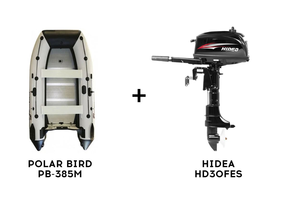 Лодка ПВХ POLAR BIRD PB-385M New Merlin (Кречет) + 2х-тактный лодочный мотор HIDEA HD30FES Лодка ПВХ POLAR BIRD PB-385M New Merlin (Кречет) + 2х-тактный лодочный мотор HIDEA HD30FES